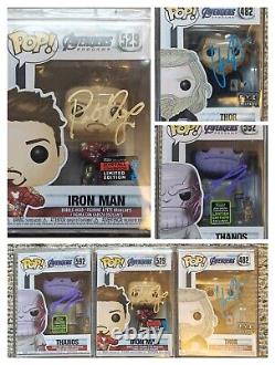 4x Downey Jr Brolin Hemsworth Evans Signed Funko Pops Marvel Avengers Endgame