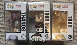 4x Downey Jr Brolin Hemsworth Evans Signed Funko Pops Marvel Avengers Endgame