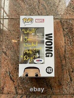 Benedict Wong Signed Funko Pop Avengers Endgame Wong PSA DNA With Inscriptions