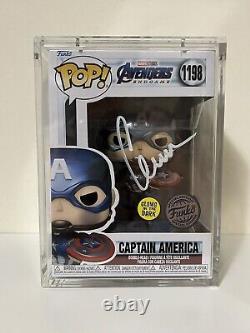 CHRIS EVANS Funko Pop Avengers Endgame Captain America 1198 GITD SIGNED SWAU