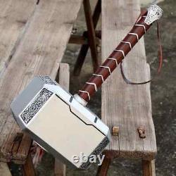 Full Metal Avengers Endgame Thor Hammer Cosplay Prop Leather Starp Model Replica