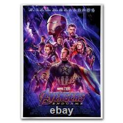 RARE! 2019 1 oz AVENGERS ENDGAME, 99.99% Pure Silver Foil, Marvel Movie Poster