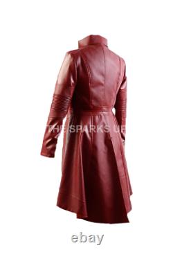 Scarlet Witch Avengers Endgames Wanda Casual Genuine Leather Long Trench Coat