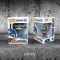 4x Downey Jr Brolin Hemsworth Evans Funko Pops signés Marvel Avengers Endgame