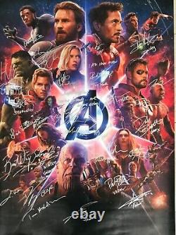 Affiche de film MARVEL Avengers Infinity War 24x36 signée par le casting avec certificat d'authenticité, rare Endgame
