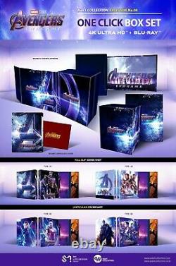 Avengers Endgame 4k Uhd + Blu-ray Steelbook One Click Box Set / Bord Bosselé