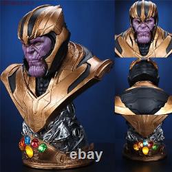 Avengers Endgame Thanos 1/2 Bust Figure 38cm Statue de modèle en résine avec pierres LED