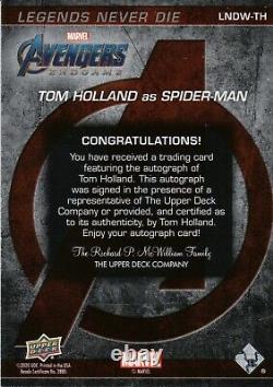 Marvel Avengers Endgame, Tom Holland (spider-man) Carte Autographe Lndw-th