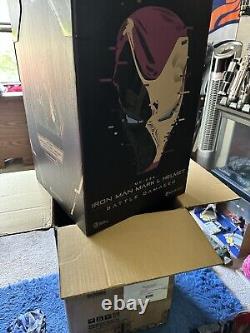 Statue du casque endommagé de Iron Man du Royaume des Bêtes Avengers Endgame