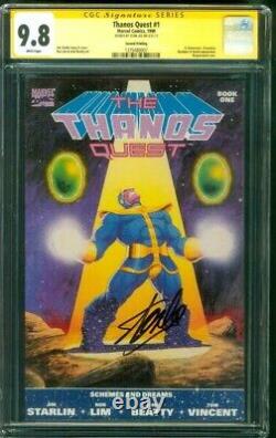 Thanos Quest 1 Cgc 9.8 Ss Stan Lee Auto Avengers Endgame Movie 2ème Impression 1990